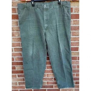 Vintage Carhartt Jeans Men's Size 46x31 Dungaree Green Duck Canvas Carpenter